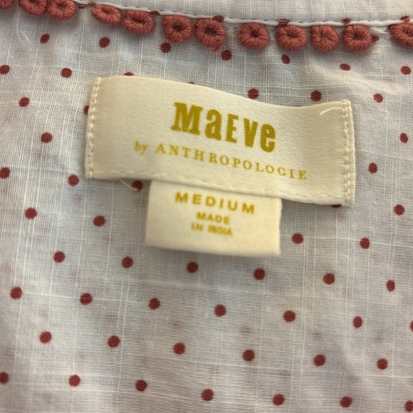 Anthropologie Maeve Cream embroidered Cap Sleeve Blouse - Picture 2 of 3